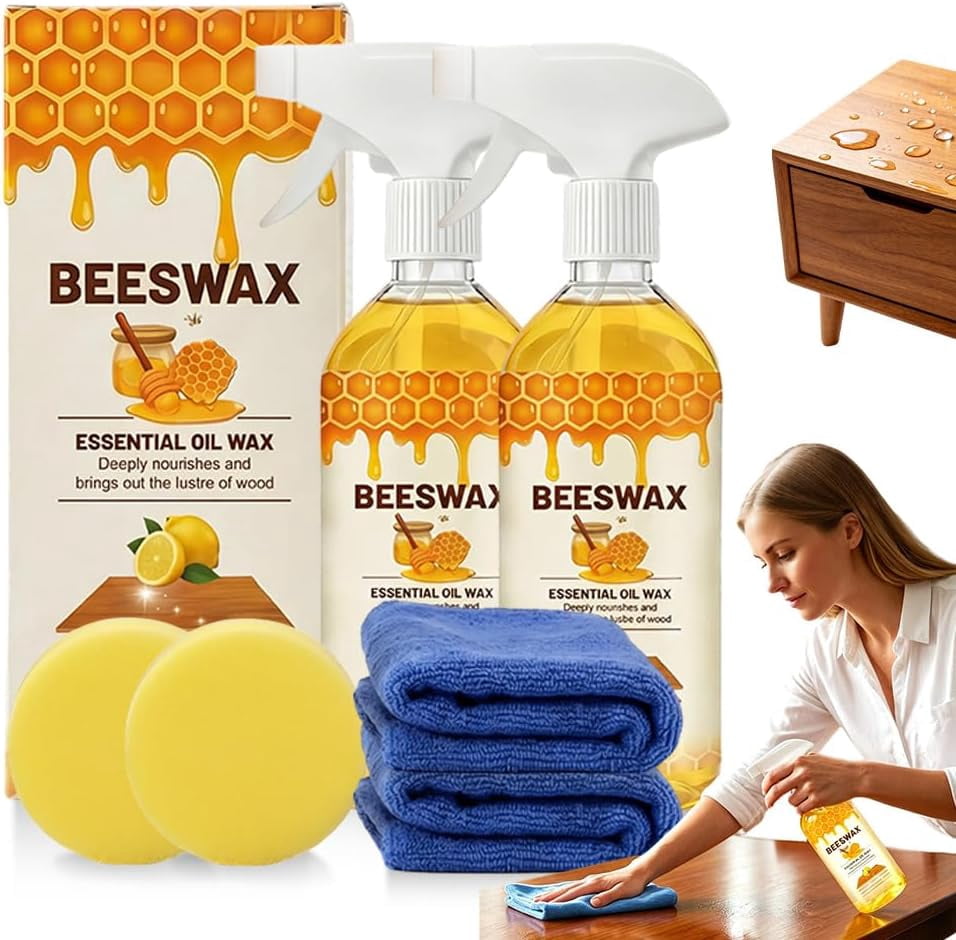 2026 Upgrade Natural Beeswax Spray, Beeswax Spray Cleaner, Beeswax Furniture Polish, The Original Beeswaxs Spray, Wood Seasoning Beewax For Furniture Floor (2pcs)
