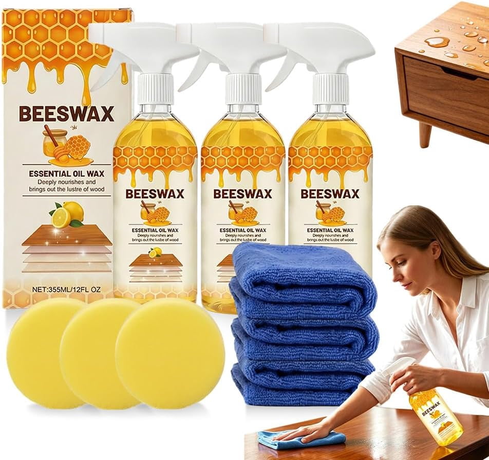 2026 Upgrade Natural Beeswax Spray, Beeswax Spray Cleaner, Beeswax Furniture Polish, The Original Beeswaxs Spray, Wood Seasoning Beewax For Furniture Floor (3pcs)