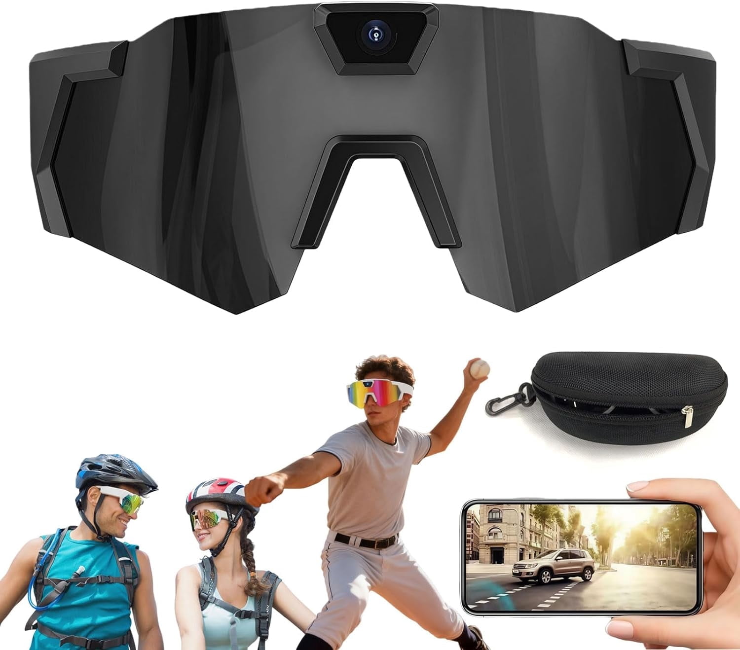 2026 Upgrade POV Glasses 4K Baseball Sunglasses with Camera, Audio Video Recording & WiFi Action for Cycling Hiking, Sports Smart Glasses with Camera