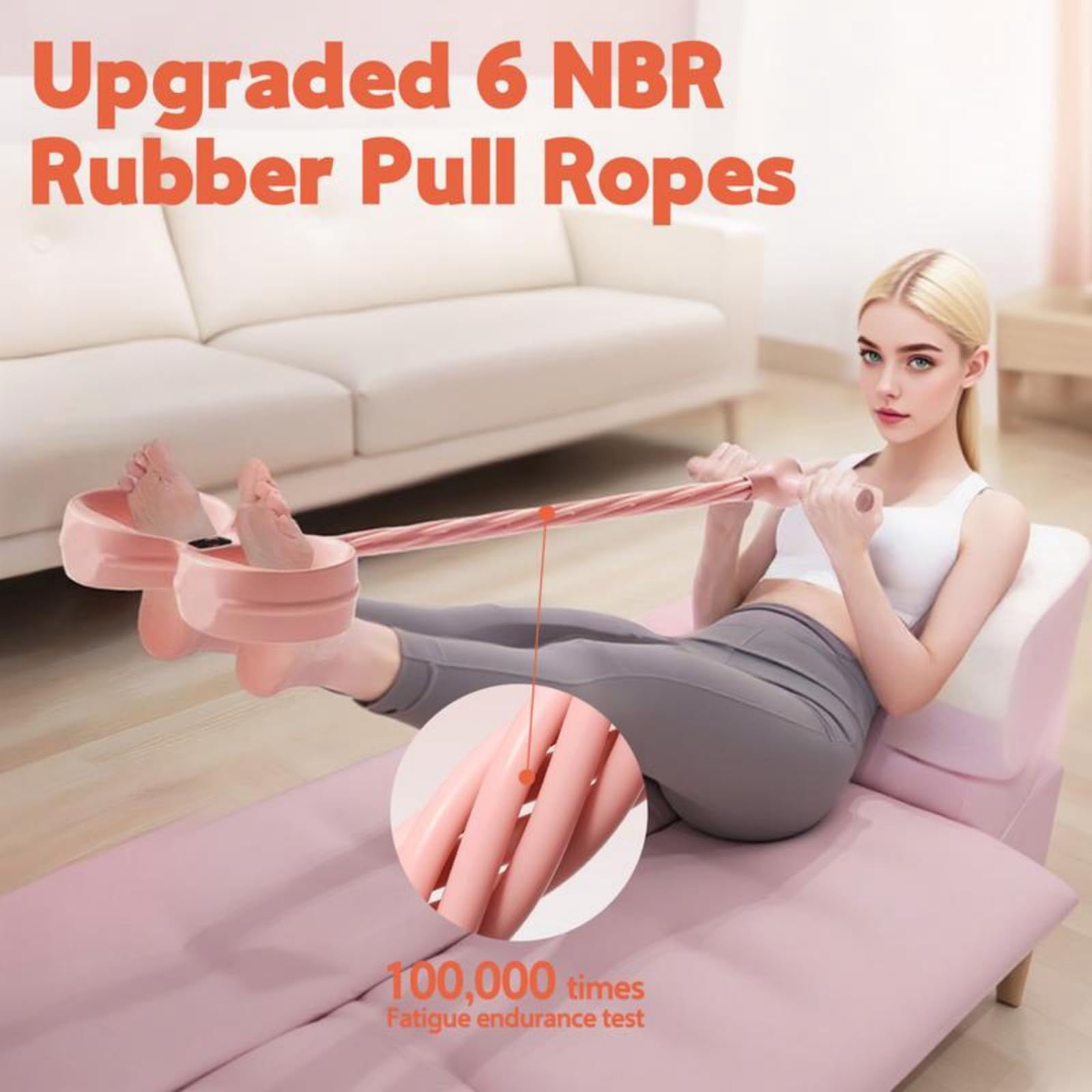 2026 Upgrade Pedal Resistance Bands with Handles, Multifunction Counting Tension Rope, 6-Tube Elastic Yoga Pedal Puller Resistance Bands for Abdomen, Waist, Arm, Leg