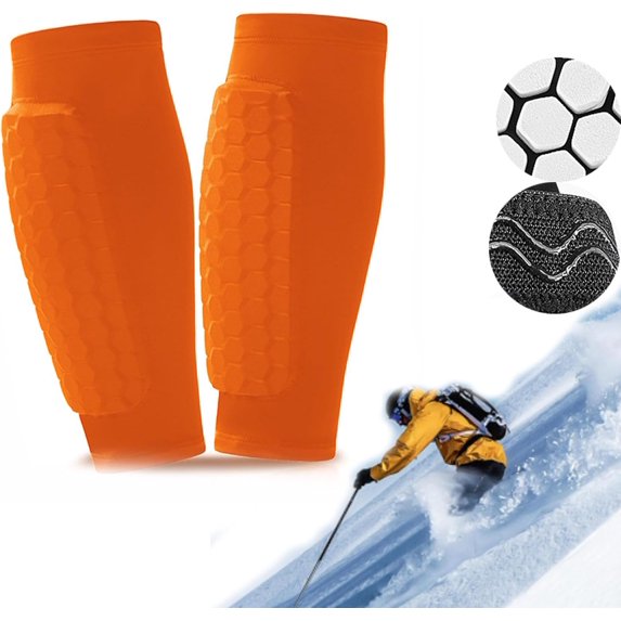 2026 Upgrade Shin Guards for Skiing with Honeycomb Compression Pads & Breathable Calf Sleeves - Anti-Collision Protection for Skiing & Snowboarding