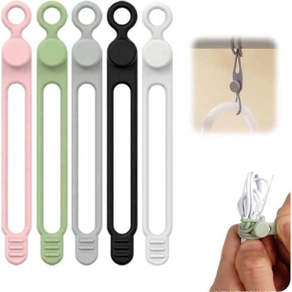 2026 Upgrade Silicone Cable Ties,Cable Management Headphone Organizers,Reusable Cord Management Wire Organizers for Cords,Home Office Travel Gadgets