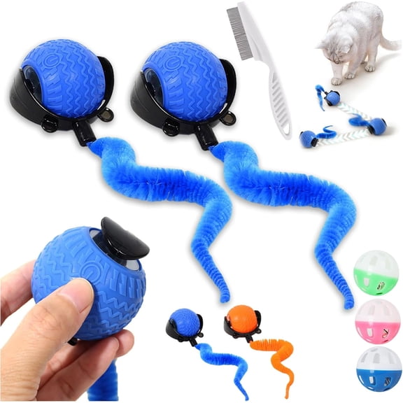 2026 Upgrade The Smart Wave Chase Ball, Smart Chase Ball 3.0, Interactive Fast Moving Ball with Tail, Automatic Cat Chase Balls Toy for Dog Cat Indoor Play (2PC-C)