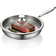 2026 Upgrade Titanium Hammered Pan Pro Standard with Lid, Titanium Pans for Cooking with All Stovetops, Chemical-Free, Extreme Heat-Resistant & Lasts a Lifetime, Toxin-free 10.23in