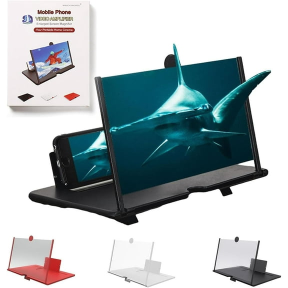 2026 Upgrade Ultra-HD Mobile Phone Magnifier 10/12/14/16/18 Inch, Foldable Mobile Phone Screen Projector Amplifier, Portable Lightweight Stand for Movie & Video Watching (Red, 12 in)