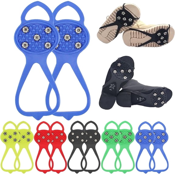2026 Upgrade Universal Non-Slip Gripper Spikes,  Universal Non Slip Gripper Spikes Ice Cleats, Traction Cleats Ice Snow Grips Anti Slip Silicone for Hiking Walking Climbing Fishing, Adult, Yellow