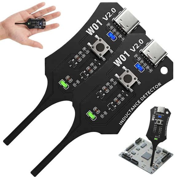 2026 Upgrade W01 2.0 Inductance Tester, Motherboards Coils Tester, Green Light, High One-Button Detection Tool for PCB Repair Electronic Troubleshooting Circuit Board Maintenance(2Pcs)