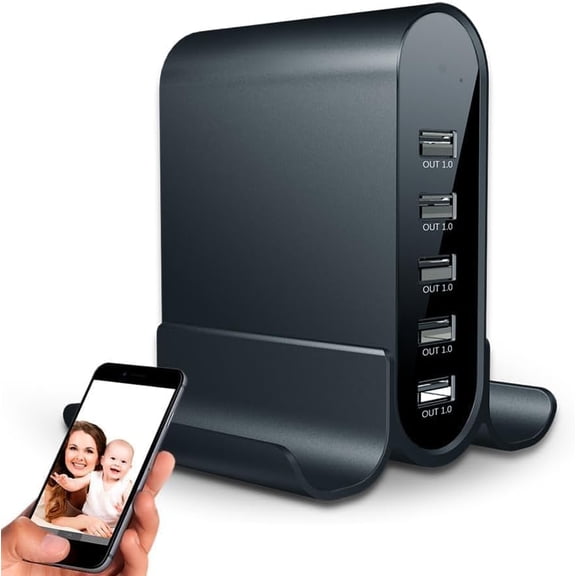 2026 Upgraded 1080P HD Spy Nanny Cam Hidden Camera Charger with 5 USB Ports, WiFi Security Camera, Live Streaming, Motion Detection, Pet Camera, Indoor Home Office Monitoring