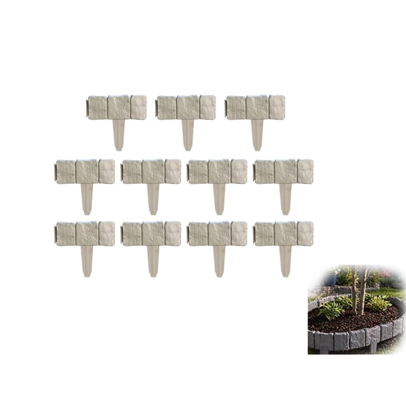 2026 Upgraded 10PCS Imitation Stone Lawn Edging and Landscape Border Garden Edging Border Interlocking Garden Fence for Flower Bed Tree Ring Yard Path Landscaping (Gray)