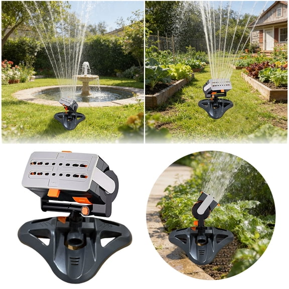 2026 Upgraded 16‑Nozzle Oscillating Garden Sprinkler Adjustable Watering Mode Yard Irrigation System Leak‑Proof Automatic Lawn Water Sprinkler with Timer Grey