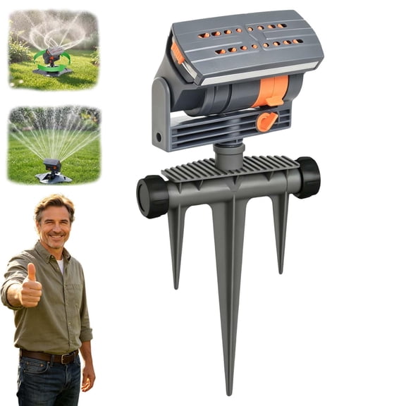 2026 Upgraded 16-Nozzle Oscillating Sprinkler, Auto Swing Adjustable Lawn Sprinkler, Turbo Mist System Wide Coverage for Garden & Yard - B