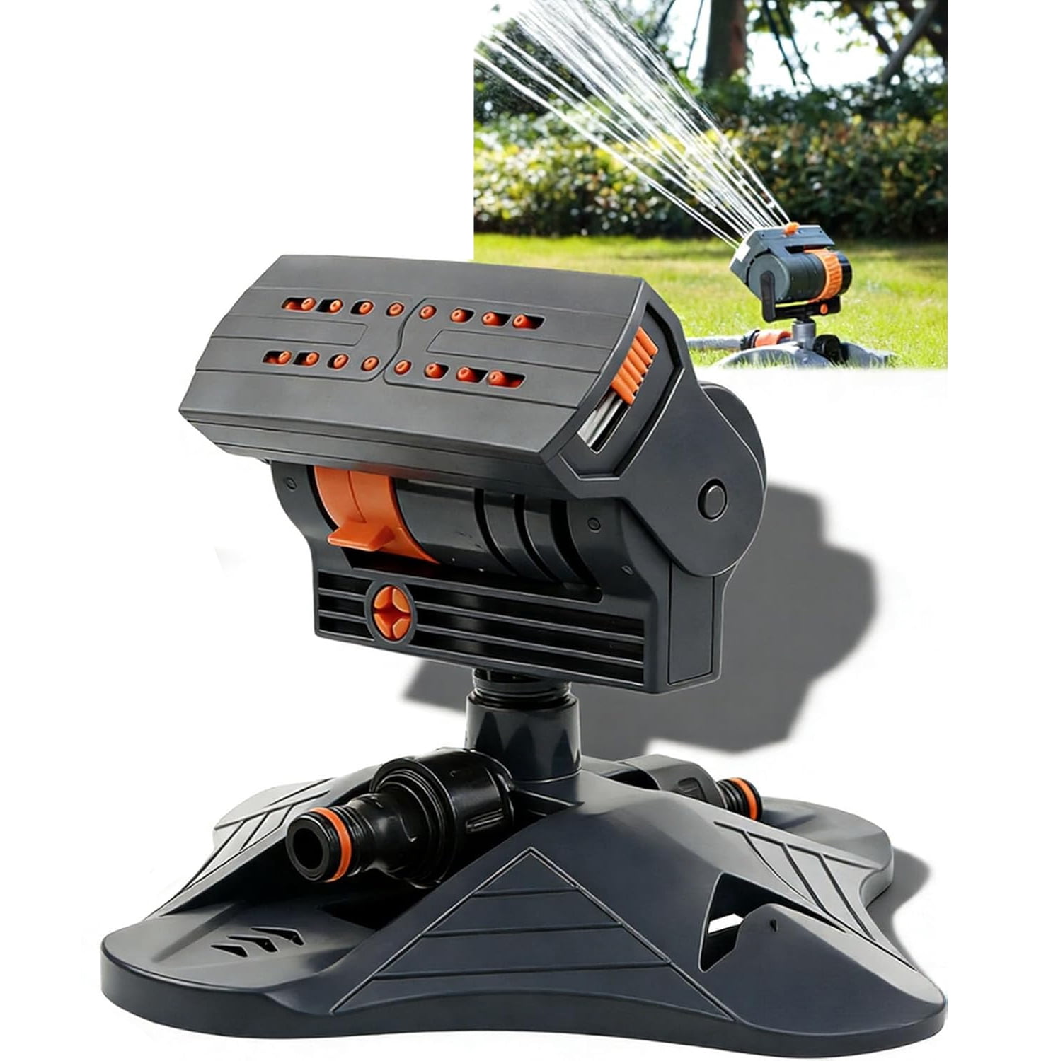 2026 Upgraded 16-Nozzle Oscillating Sprinkler with Dual-Zone Sprinkler Water Timer, Mini Turbo Oscillating Water Sprinklers for Lawn Yard Garden Watering