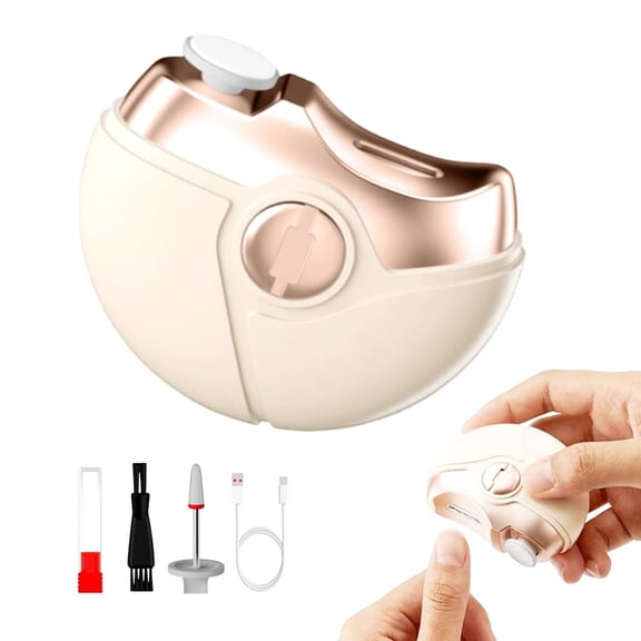 2026 Upgraded 2-in-1 Electric Nail Trimmer & Polisher - Automatic Nail Clipper with 2 Adjustable Speeds, Low Noise Safe Design for Adults & Seniors Home Nail Care(Khaki)