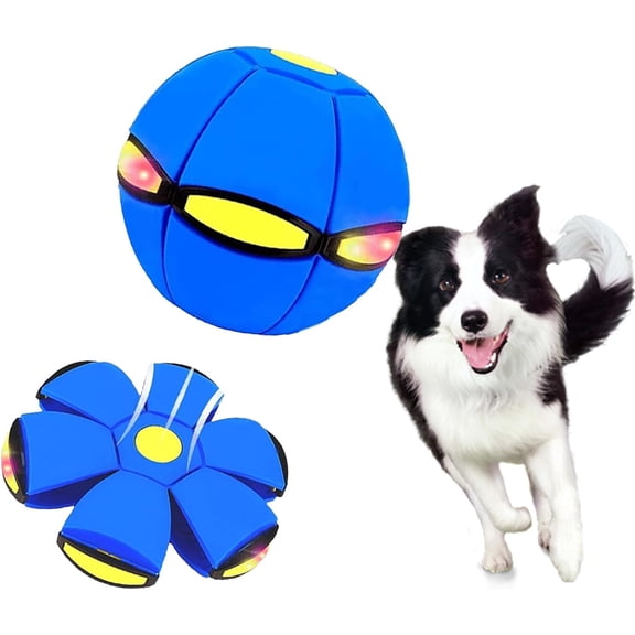2026 Upgraded 2-in-1 Magic UFO Ball for Dogs, Deformable Flying Saucer to Ball with 6 LED Lights, Interactive Outdoor Fetch Toy for Pets