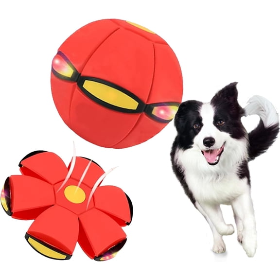 2026 Upgraded 2-in-1 Magic UFO Ball for Dogs, Deformable Flying Saucer to Ball with 6 LED Lights, Interactive Outdoor Fetch Toy for Pets