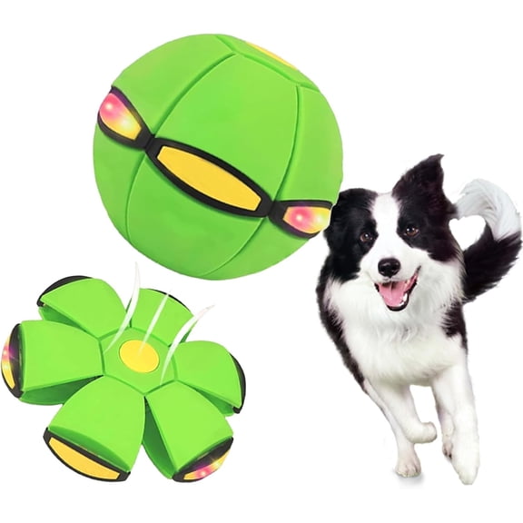 2026 Upgraded 2-in-1 Magic UFO Ball for Dogs, Deformable Flying Saucer to Ball with 6 LED Lights, Interactive Outdoor Fetch Toy for Pets