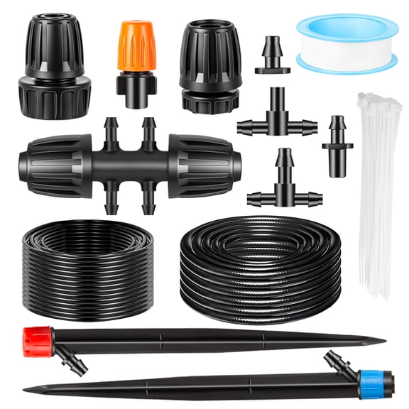 2026 Upgraded 260FT Drip Irrigation System, Quick Connect Automatic Watering Misting System with 1/2 and 1/4 inch Irrigation Tube and Adjustable Nozzle Emitters for Garden Outdoor Plants Raised Bed