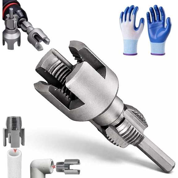 2026 Upgraded 4-in-1 Water Pipe Wrench, PVC Pipe Threader Tool Compatible with Electric Drill for Plumbers & DIY Pipe Repair, Water Pipe Wrench Threading Tool for 1/2'' & 3/4'' PVC Pipes (3/4'')