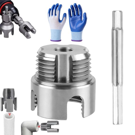 2026 Upgraded 4-in-1 Water Pipe Wrench, PVC Pipe Threader Tool Compatible with Electric Drill for Plumbers & DIY Pipe Repair, Water Pipe Wrench Threading Tool for 1/2'' & 3/4'' PVC Pipes