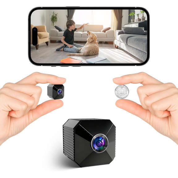 2026 Upgraded 4K Mini Wireless Security Camera, 6H Battery Small Indoor Nanny Cam with No-Glow Night Vision, Motion Alerts, Home/Office Camera Dual Storage