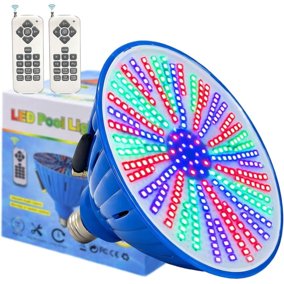 2026 Upgraded 60W LED Pool Light Bulb, E26 Base 12V Low Voltage Color Changing Lights for Inground Pool, 16 Modes Remote + Wall Switch Control, Energy Saving Replacement Hayward Fixtures