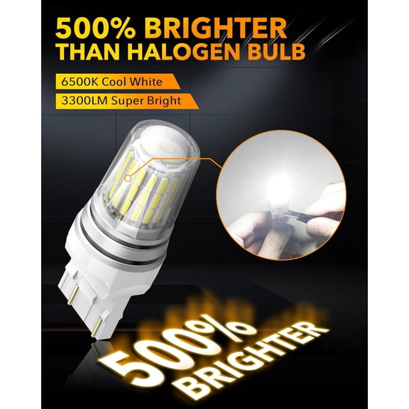 2026 Upgraded 7443 7440 LED Bulb Reverse Light White, 3300LM 500% Brighter, 7441 7444 T20 W21W 7440 LED Light Bulb for Backup Light Tail Stop Brake Turn Signal DRL Parking Lights, Pack of 2