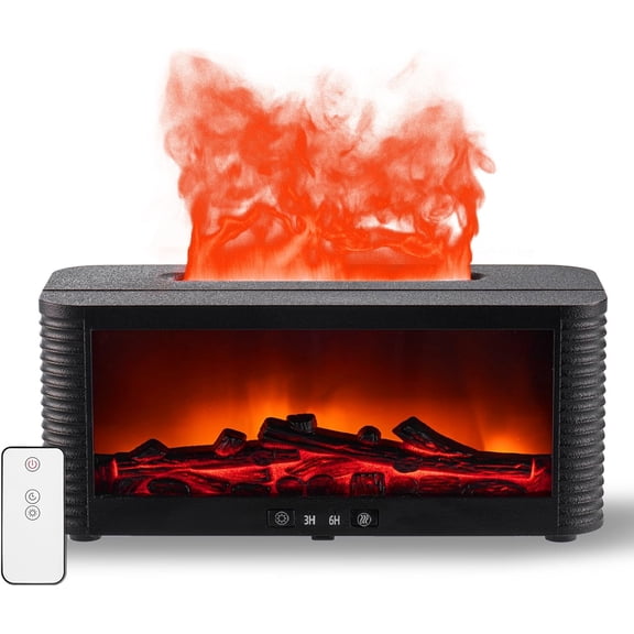 2026 Upgraded 9 Color Flame Fireplace Aroma Essential Oil Diffuser,250ml USB Desktop Noiseless Cool Mist Humidifier with Timer Auto-Off Protection for Home,Office, Gift (Black)