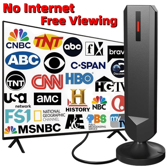 2026 Upgraded AI Enhanced Digital HD TV Antenna, 360 Omni-Directional Reception, Indoor Outdoor, 4K 1080P, Compatible with Smart & Traditional TVs