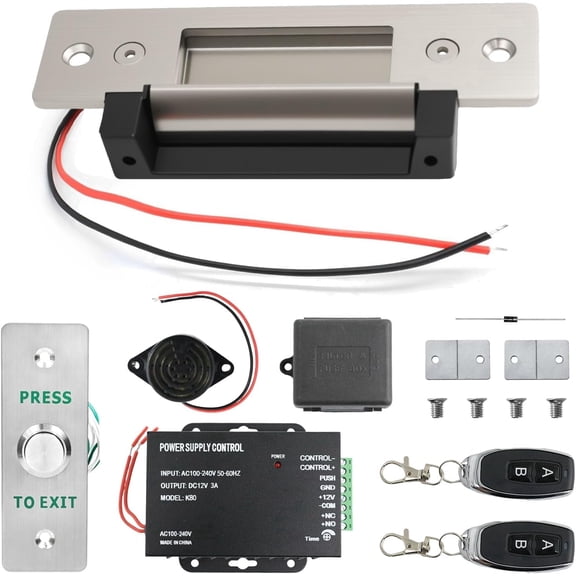 2026 Upgraded ANSI Standard Heavy Duty Electric Door Strike Lock for Door Access Control System Fail-Secure/Fail-Safe Adjustable Access Control Cylindrical Locksets (Input Voltage 12VDC),Black