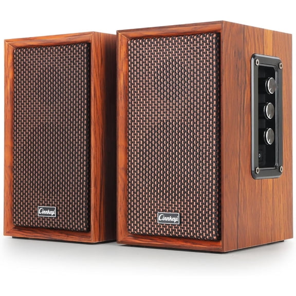 2026 Upgraded Active Bookshelf Speakers  40W Hi-Fi (DSP) Computer with Powerful Bass Bluetooth/USB/RCA/AUX Inputs 2.0 Wooden PC/TV for Laptop Turntable
