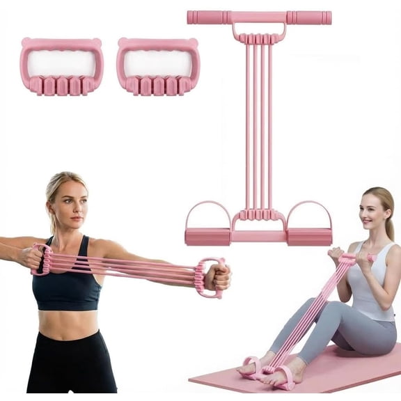 2026 Upgraded Adjustable Pedal Resistance Device, 8-Tube Multifunction Tension Rope, Natural Latex sit-up Trainer Resistance Band Suitable for Fat Loss and Full-Body Shaping Workout