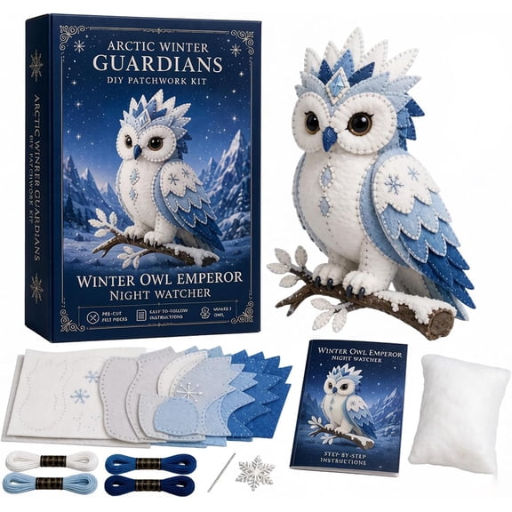 2026 Upgraded Arctic Winter Guardians DIY Patchwork Kit, Handmade 3D Mythical Plush Sewing Set with Pre-Cut Materials, Felt Animal Sewing Kit for Beginners, for Home Decor & Craft Lovers Gift