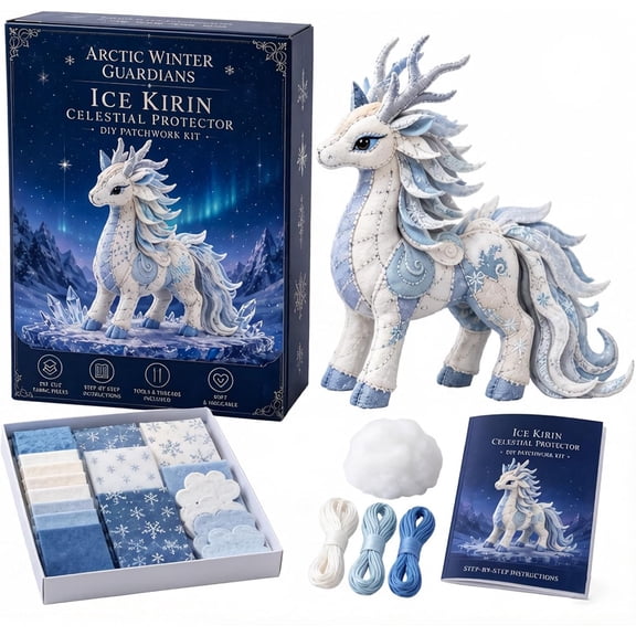 2026 Upgraded Arctic Winter Guardians DIY Patchwork Kit, Handmade 3D Mythical Plush Sewing Set with Pre-Cut Materials, Felt Animal Sewing Kit for Beginners, for Home Decor & Craft Lovers Gift