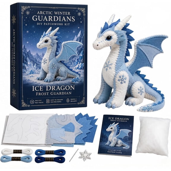 2026 Upgraded Arctic Winter Guardians DIY Patchwork Kit, Handmade 3D Mythical Plush Sewing Set with Pre-Cut Materials, Felt Animal Sewing Kit for Beginners, for Home Decor & Craft Lovers Gift