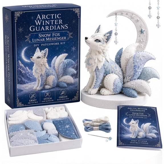 2026 Upgraded Arctic Winter Guardians DIY Patchwork Kit, Handmade 3D Mythical Plush Sewing Set with Pre-Cut Materials, Felt Animal Sewing Kit for Beginners, for Home Decor & Craft Lovers Gift
