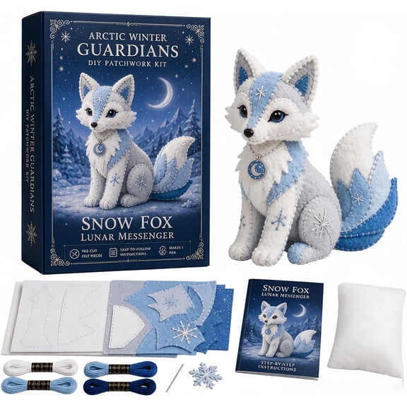2026 Upgraded Arctic Winter Guardians DIY Patchwork Kit, Handmade 3D Mythical Plush Sewing Set with Pre-Cut Materials, Felt Animal Sewing Kit for Beginners, for Home Decor & Craft Lovers Gift