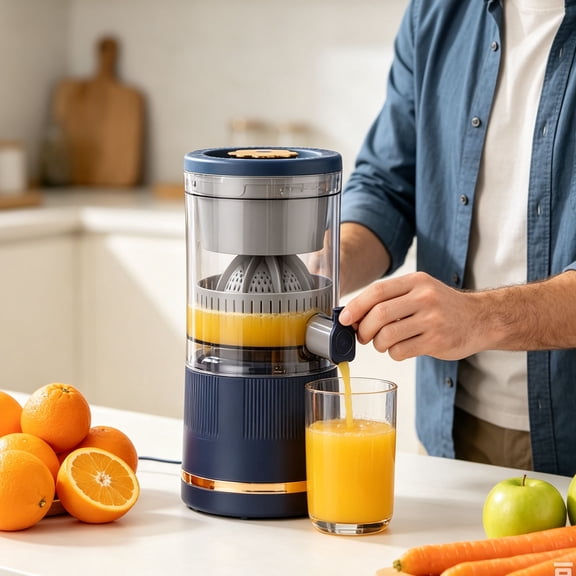 2026 Upgraded Automatic Separation Juicer, 3.7V Rechargeable Mini Squeezer, Portable Electric Blender for Orange Lemon Grapefruit Vegetable Fruit Juicing