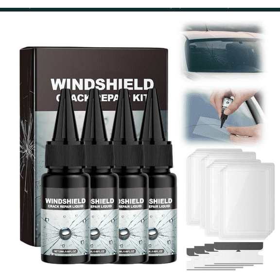 2026 Upgraded Automotive Windshield Chip Repair Kit Glass Crack Repair Tools Windscreen Repair Kit,Quick Fix Weather Resistant Repairs Chips Cracks,Windshield Crack Repair Kits for Car Truck,Black
