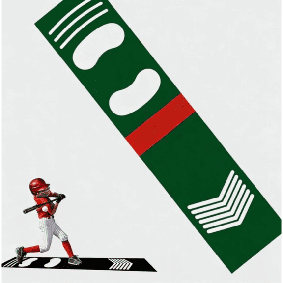 2026 Upgraded Batting Mat Non Slip Shock Absorbing PU Baseball Hitting Mat Trainer Pitching Mat with Footprint Guide for Softball Practice Training Aid for Indoor Outdoor Sports,Green