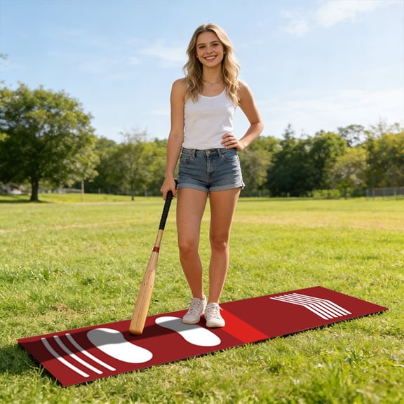 2026 Upgraded Batting Mat Portable Practice Mat For Baseball Softball Hitting And Pitching,Red