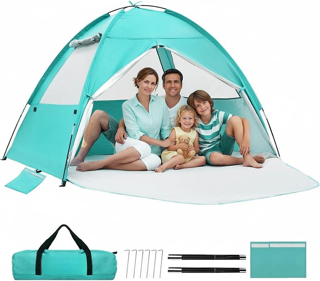 2026 Upgraded Beach Tent Sun Shelter - Upf 50+ Uv Protection Shade For ...