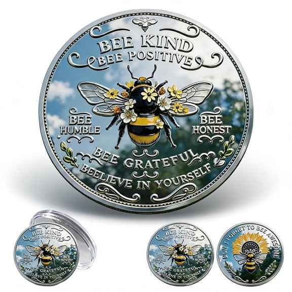 2026 Upgraded Bee Kind Positive Affirmation Pocket Tokens, Double-Sided Metal Inspirational Charms for Daily Mindfulness, Bee Awesome Encouragement Gifts for Friends, Family & Coworkers（1Pc）