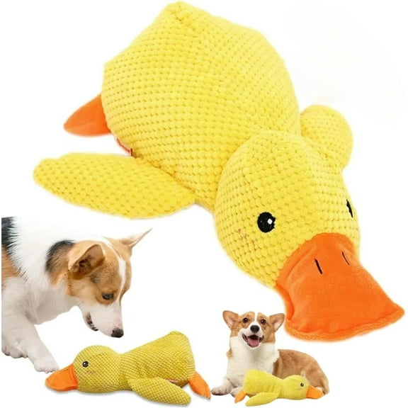 2026 Upgraded Calming Duck Dog Toy for Aggressive Chewers, Durable Stuffed Puppy Toys for Large Dogs, Yellow Duck Design