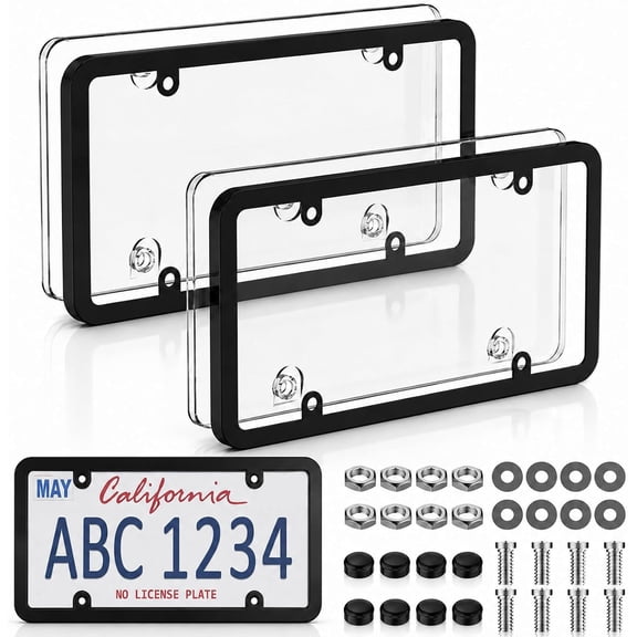 2026 Upgraded Car License Plate Protector, Weather-Resistant Clear Plate Cover and Frame for Standard US Plates, Cars, Trucks, SUVs & Vans(RL Transparent)