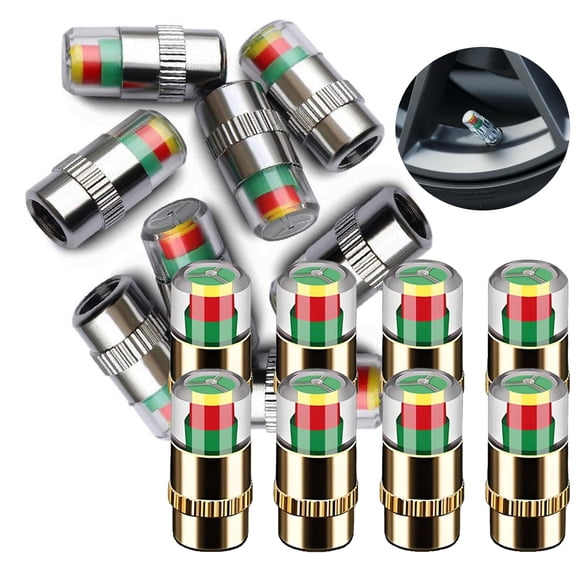 2026 Upgraded Car Tire Pressure Monitor Valve Stem Caps – 3 Color Eye Alert 36 PSI (2.4Bar) Sensor Indicator, Easy Read Tire Caps Fit for Most Cars