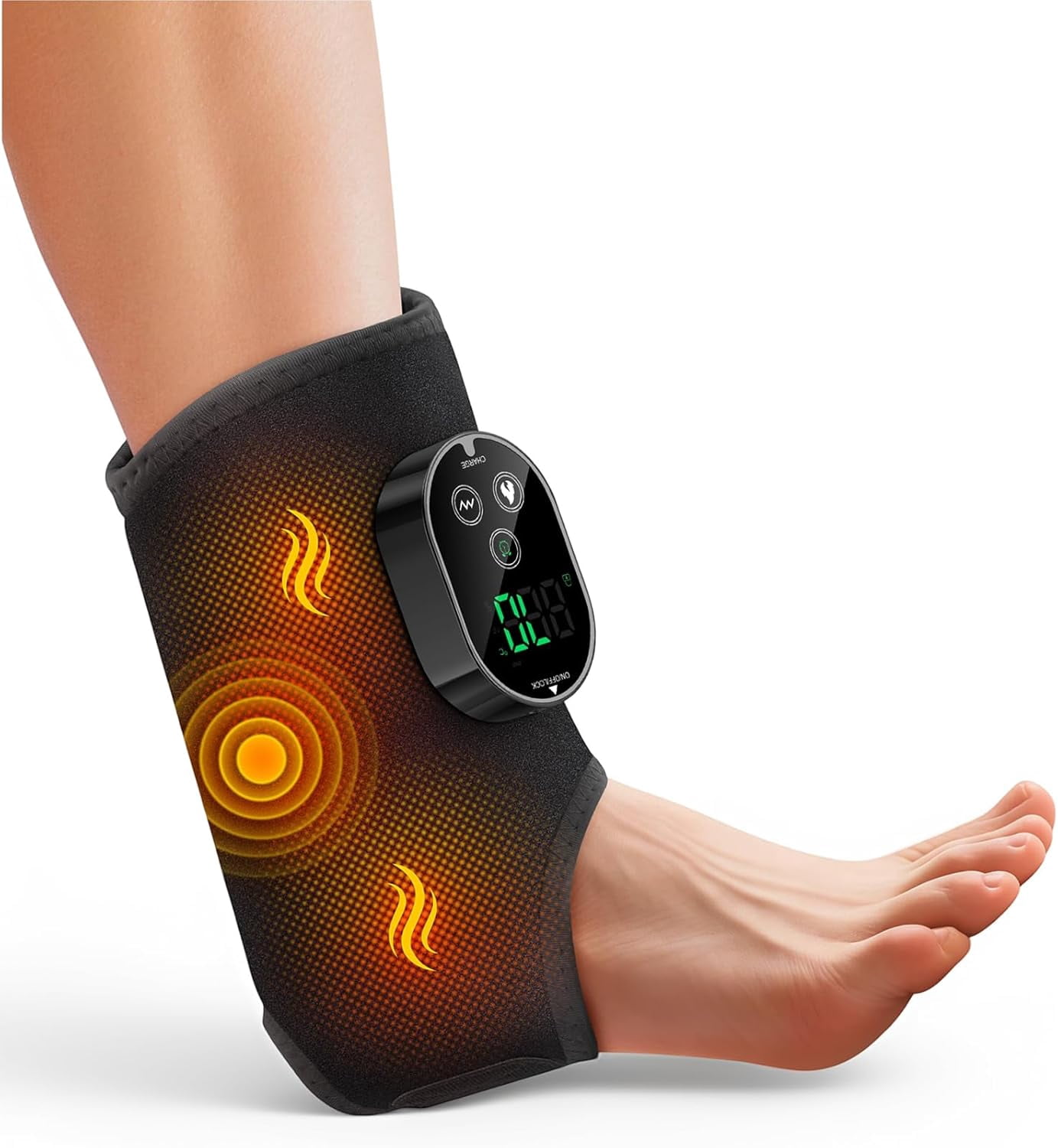 2026 Upgraded Cordless Foot Massager for Neuropathy, Heated & Vibrating Ankle Wrap with 6 Heat Levels & 3 Modes, 3000mAh Rechargeable Battery, Flexible Fit for Pain Relief & Circulation