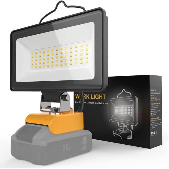 2026 Upgraded Cordless LED Work Light for Dewalt 20V Battery,148W 14800LM Dual Brightness Jobsite Light with USB-C Charging,Low Voltage Protection for Car Repair,Construction & Emergency