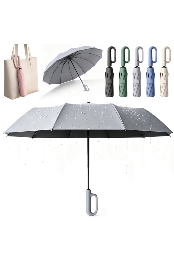 2026 Upgraded Creative Ring Buckle Windproof Reinforced Umbrella, Ring-Buckle Automatic Umbrellas, Travel Portable Compact Folding Umbrella for Both Rain and Shine, Fits Backpack & Luggage