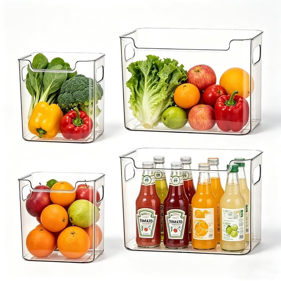 2026 Upgraded Crystal Clear Freezer Storage Bins, Larger and Thicker Clear Stackable Storage Bins with Handles for Frozen Food, Meat & Veggies, for Refrigerator and Pantry