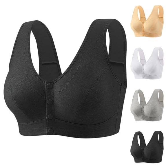 2026 Upgraded Daisy Bras for Older Women Front Closure Bra Full Coverage Comfortable Bras No Underwire Plus Size Bra,Black,40